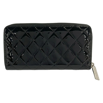 Chanel Wallet Quilted Black Silver Zip Around CC Logo Leather — view 2