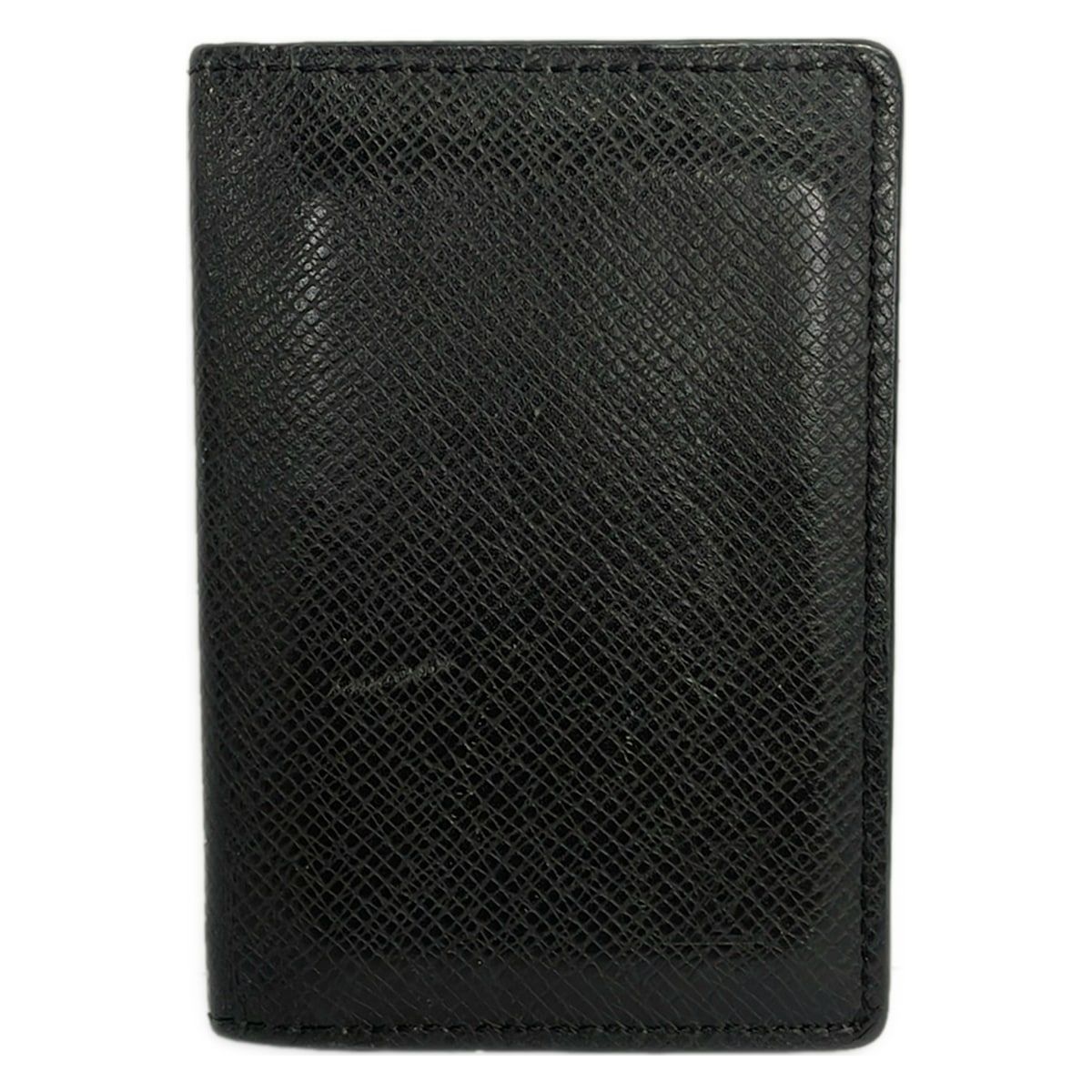 Louis Vuitton Card Case Taiga Organizer de Poche Noir Initial Leather Cowhide