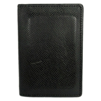 Louis Vuitton Card Case Taiga Organizer de Poche Noir Initial Leather Cowhide