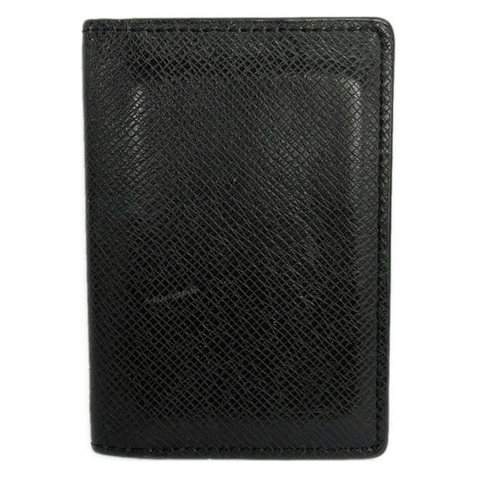 Louis Vuitton Card Case Taiga Organizer de Poche Noir Initial Leather Cowhide