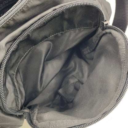 Prada Front Belt Leather Nylon Black Shoulder Bag Silver — view 6