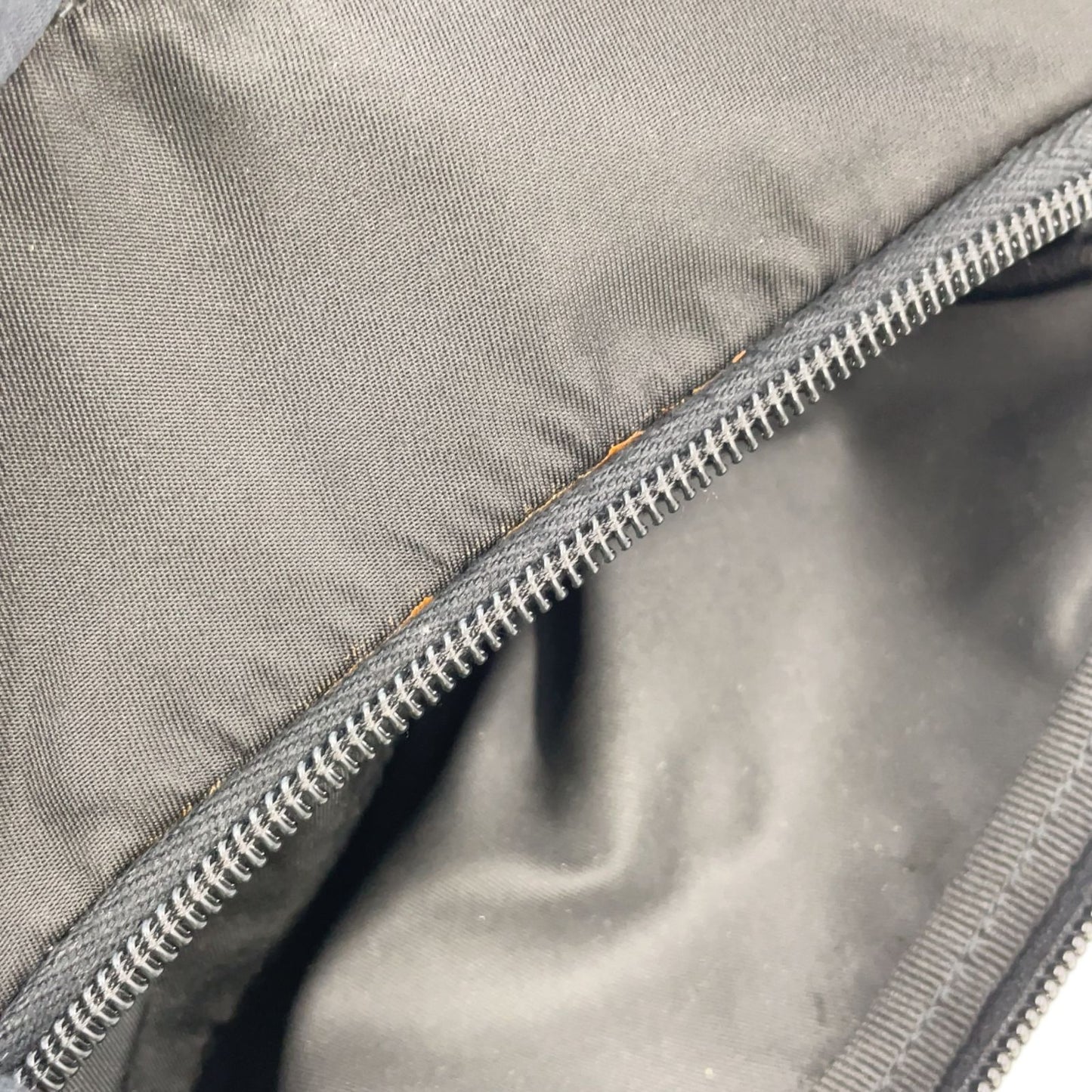 Prada Front Belt Leather Nylon Black Shoulder Bag Silver — view 7