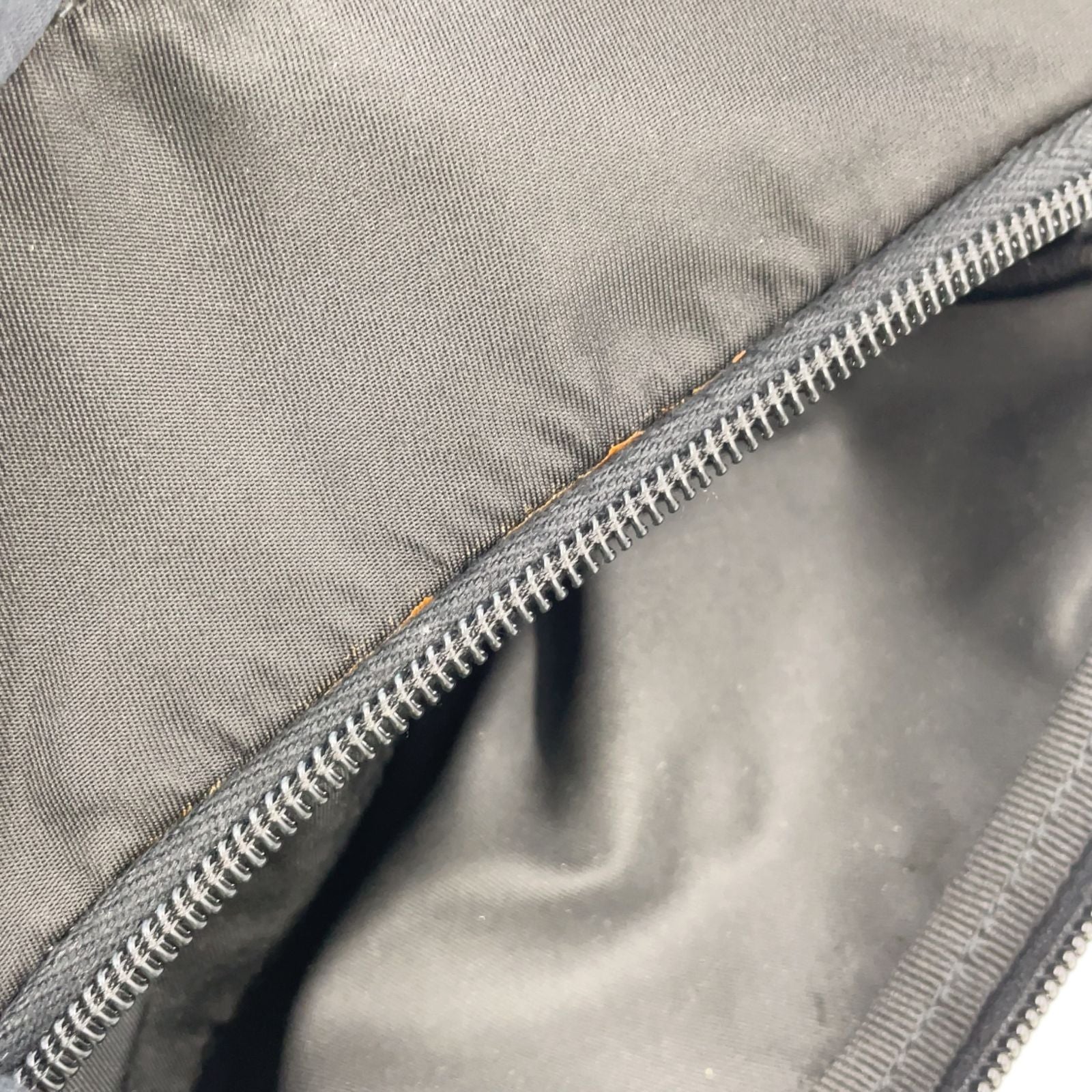 Prada Front Belt Leather Nylon Black Shoulder Bag Silver — view 7