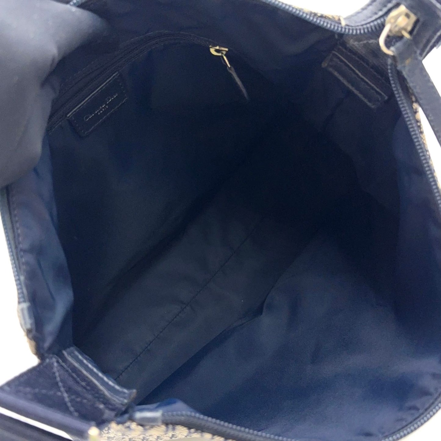 Dior Trotter Pattern Canvas Navy Shoulder Bag Silver — view 3