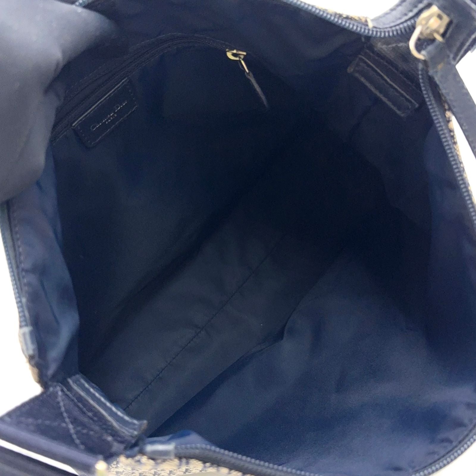 Dior Trotter Pattern Canvas Navy Shoulder Bag Silver — view 3
