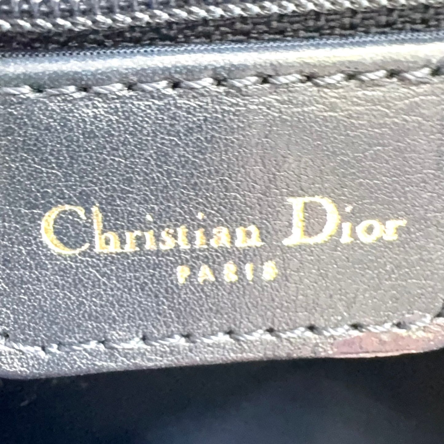 Dior Trotter Pattern Canvas Navy Shoulder Bag Silver — view 4