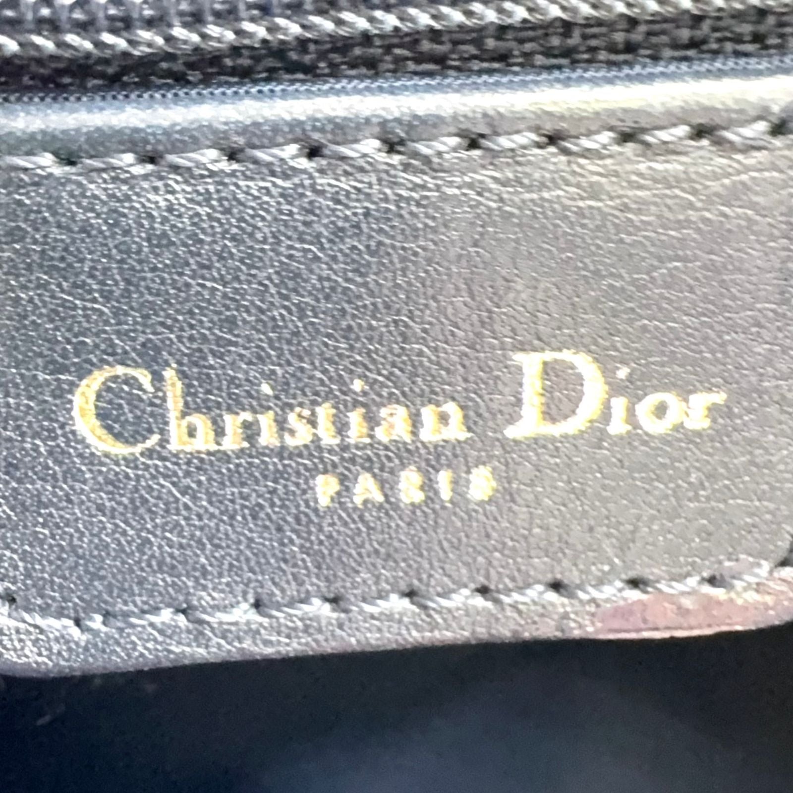 Dior Trotter Pattern Canvas Navy Shoulder Bag Silver — view 4
