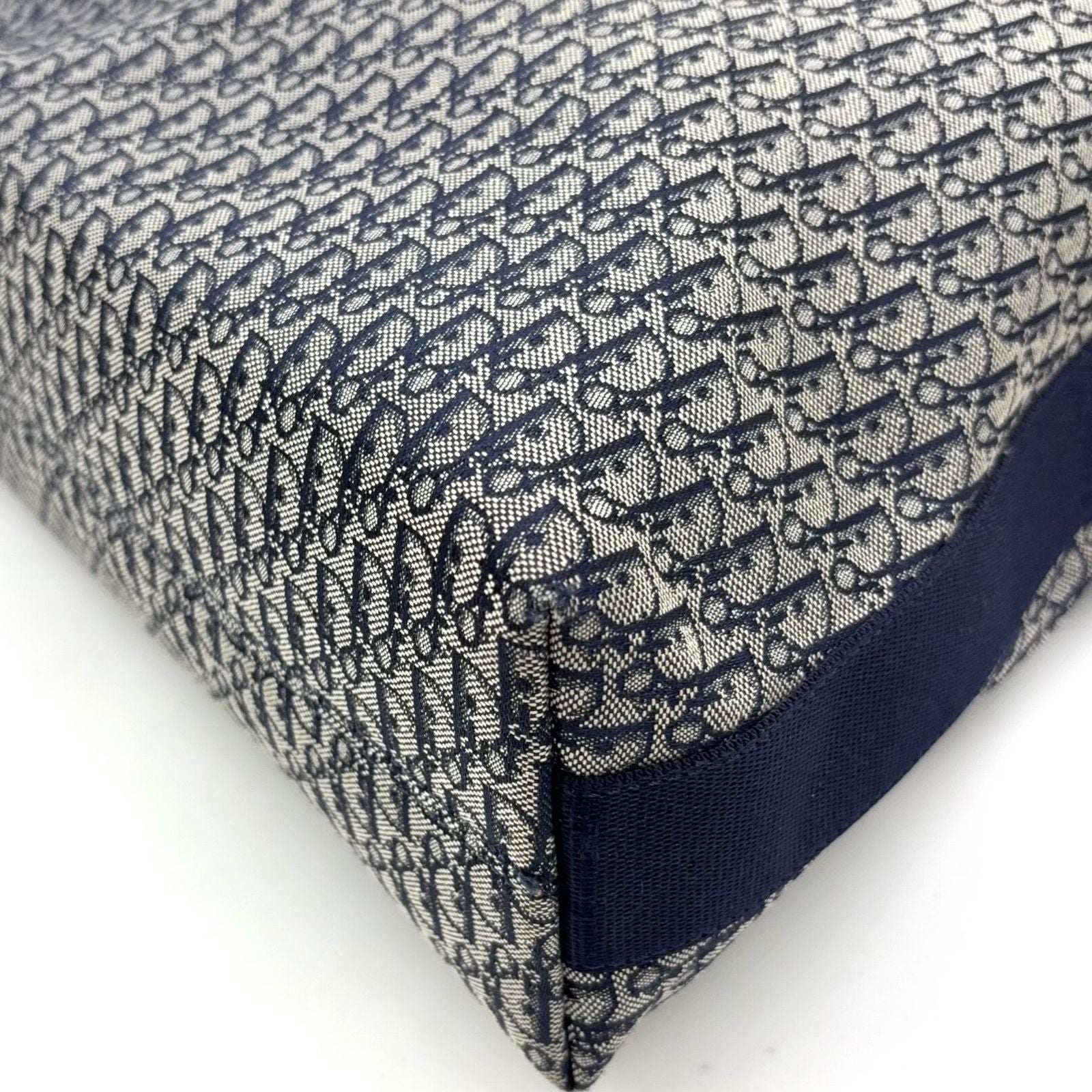 Dior Trotter Pattern Canvas Navy Shoulder Bag Silver — view 9