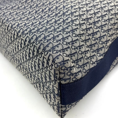 Dior Trotter Pattern Canvas Navy Shoulder Bag Silver — view 9