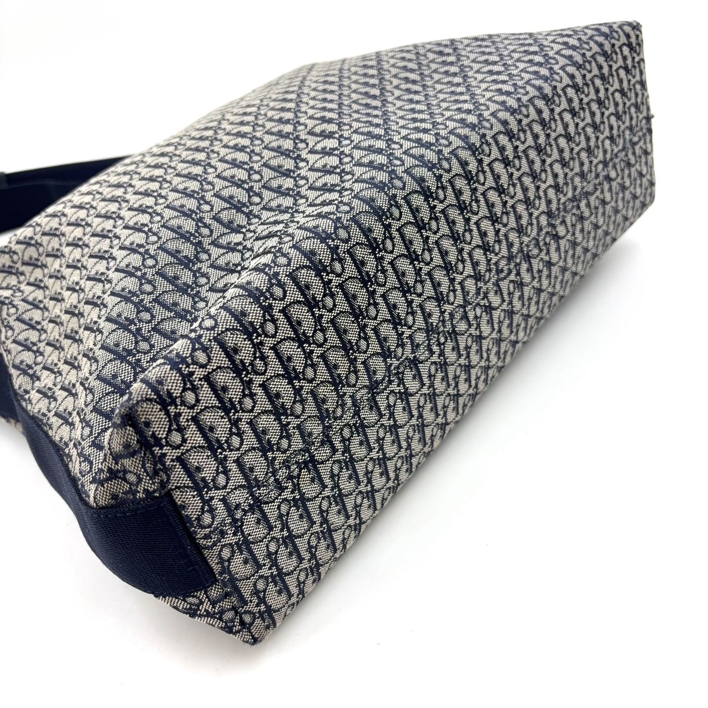 Dior Trotter Pattern Canvas Navy Shoulder Bag Silver — view 8