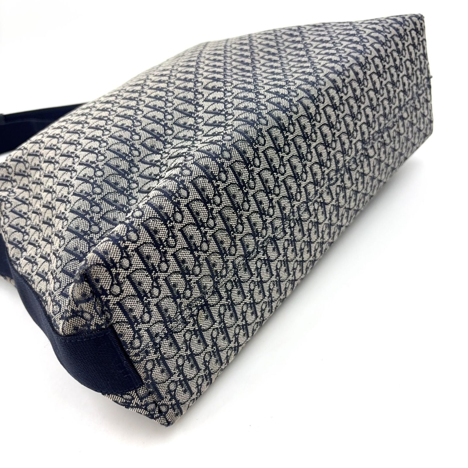 Dior Trotter Pattern Canvas Navy Shoulder Bag Silver — view 8
