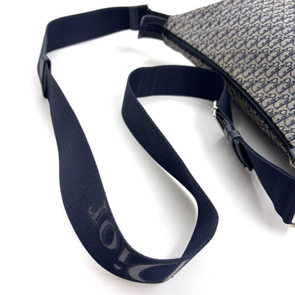 Dior Trotter Pattern Canvas Navy Shoulder Bag Silver — view 7