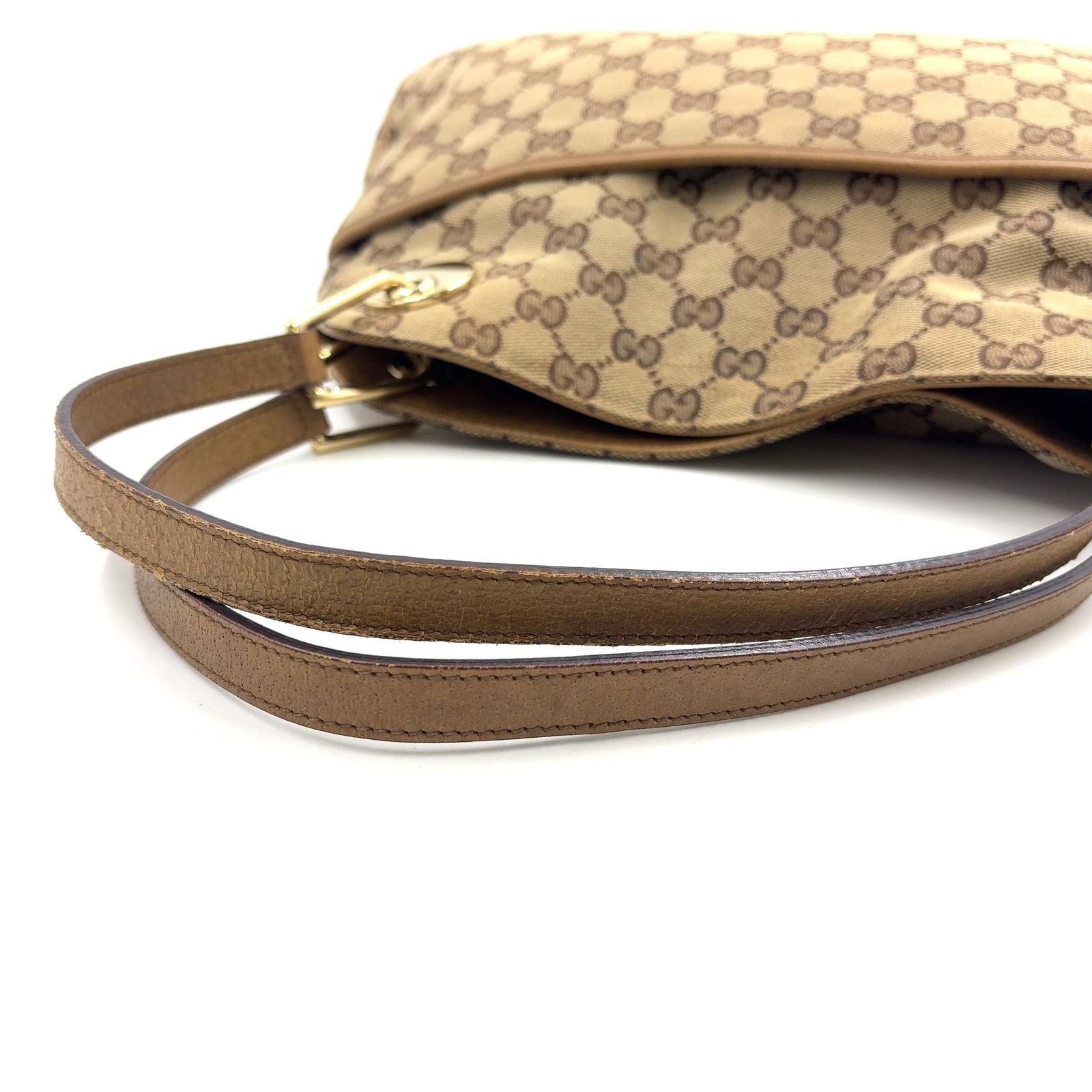 Gucci Eclipse GG Canvas Leather Brown Tote Gold — view 5