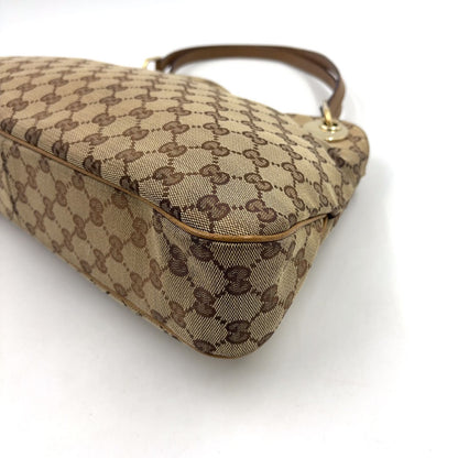 Gucci Eclipse GG Canvas Leather Brown Tote Gold — view 9