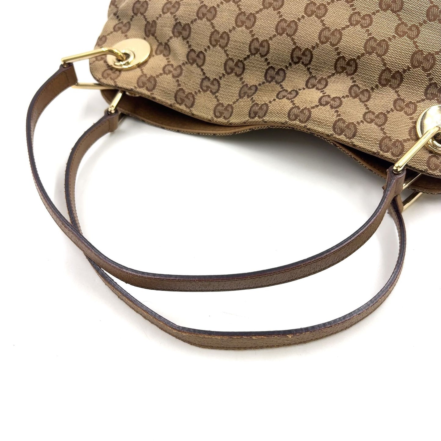 Gucci Eclipse GG Canvas Leather Brown Tote Gold — view 6