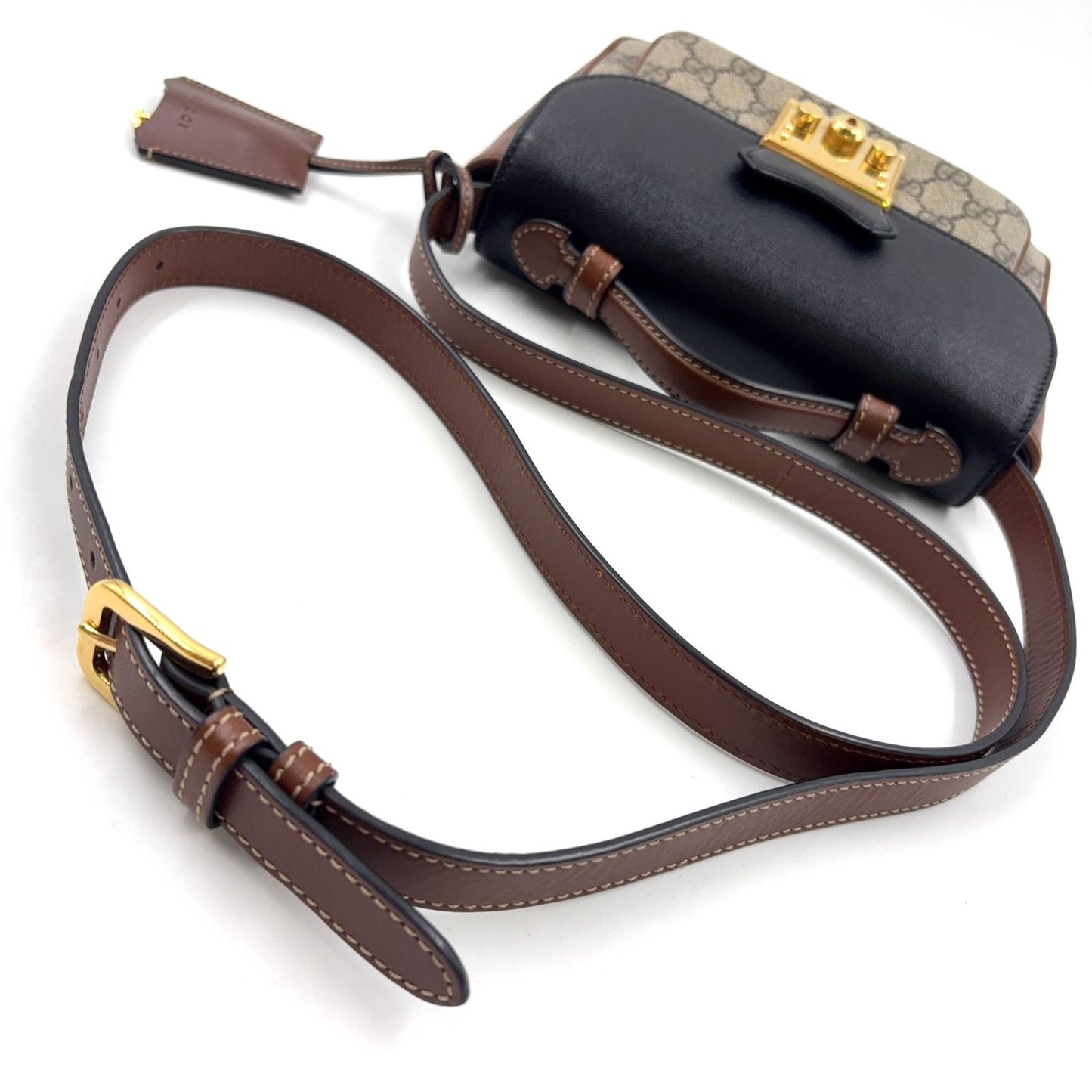 Gucci Padlock Mini 2-Way Hand Leather Brown Black Beige Shoulder Bag Gold — view 9