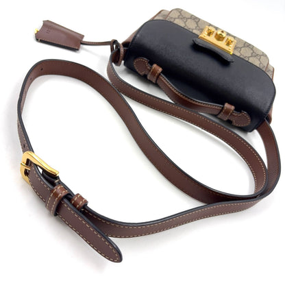Gucci Padlock Mini 2-Way Hand Leather Brown Black Beige Shoulder Bag Gold — view 9