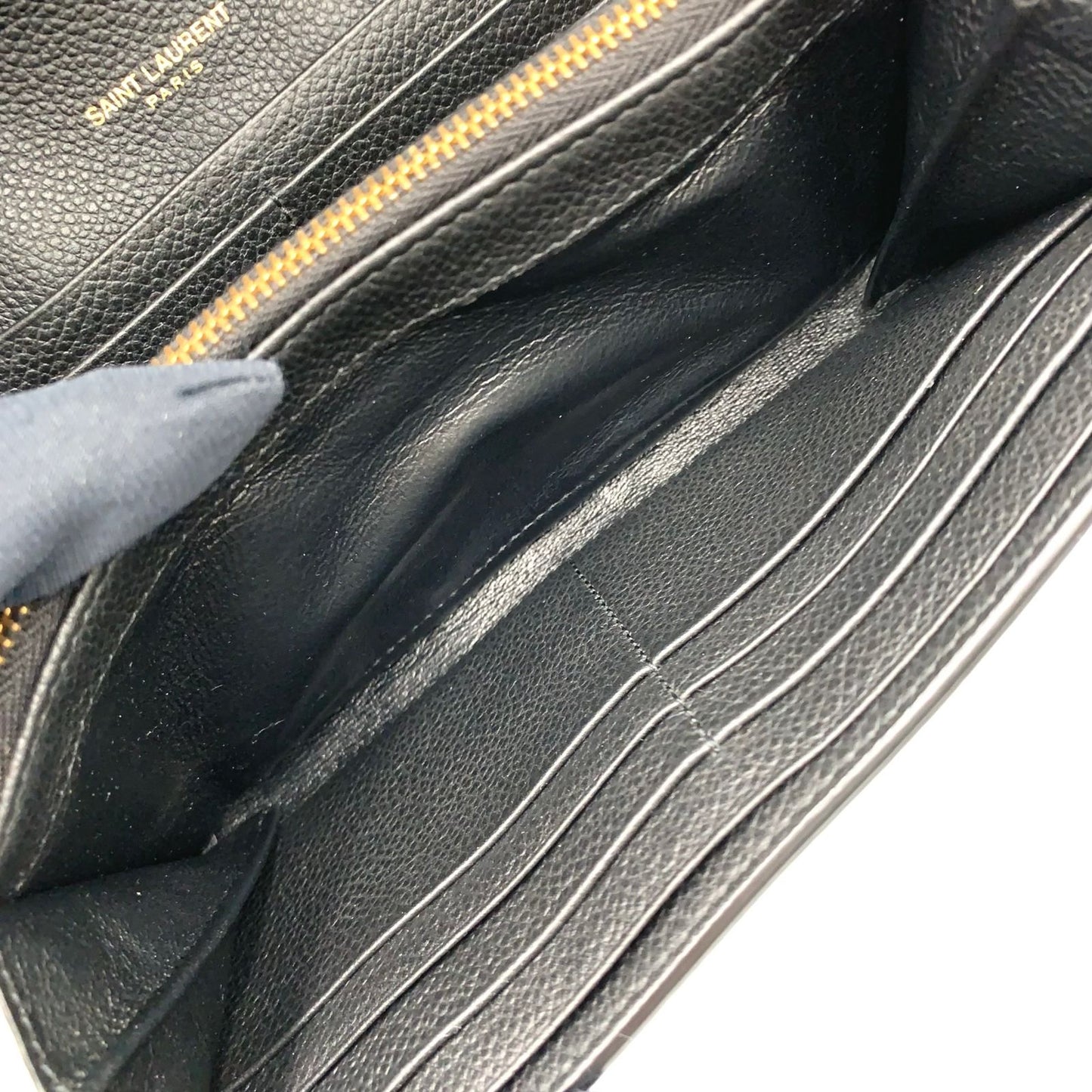 Saint Laurent YSL Line Large Flap Leather Black Wallet Gold — view 8