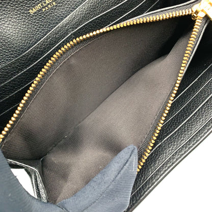 Saint Laurent YSL Line Large Flap Leather Black Wallet Gold — view 6