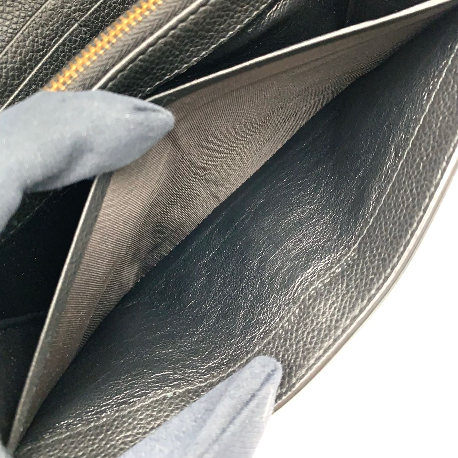 Saint Laurent YSL Line Large Flap Leather Black Wallet Gold — view 7