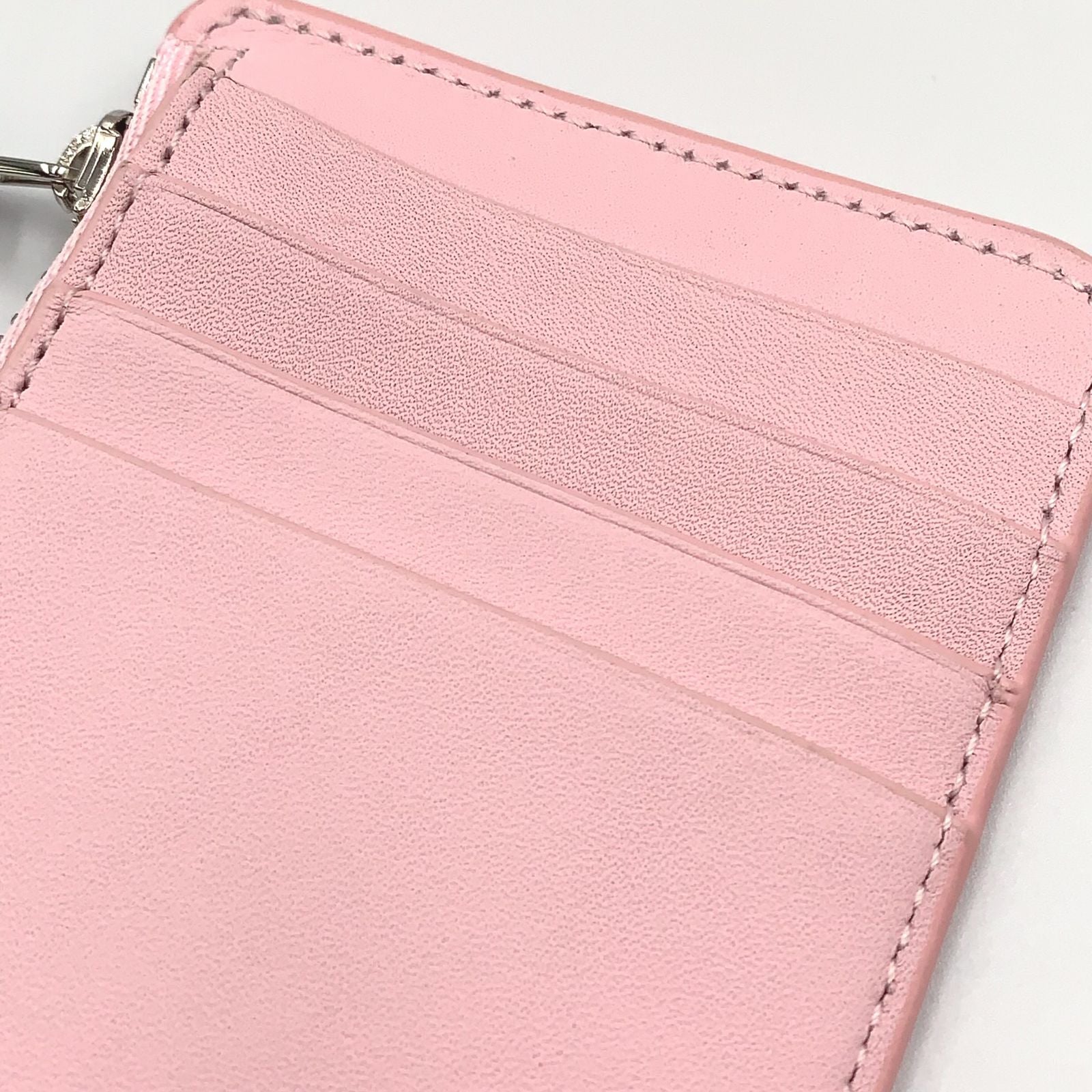 Loewe Suna Fujita Deer Coin Card Holder Leather Light Gray Light Pink Case — view 7