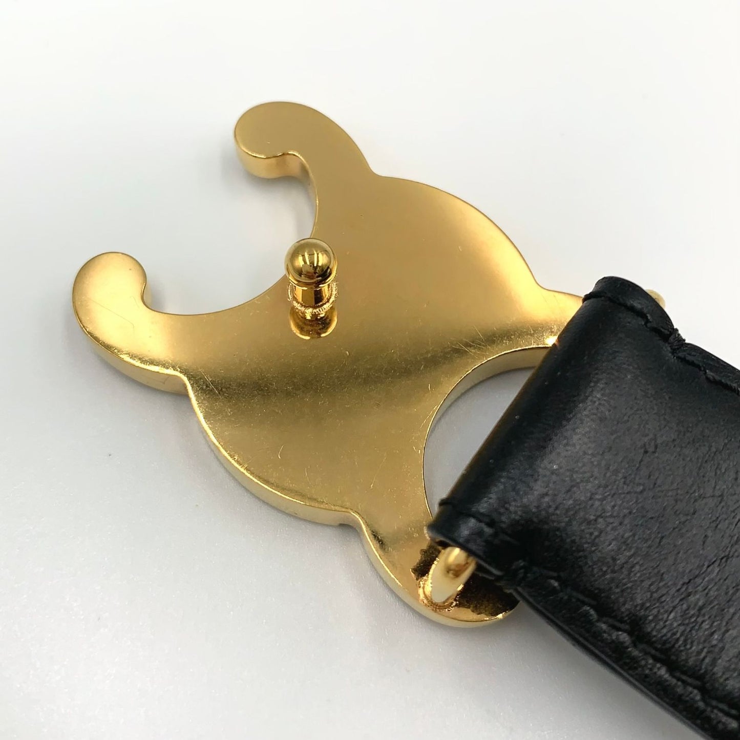 Celine Triomphe Leather Black Belt Gold — view 5