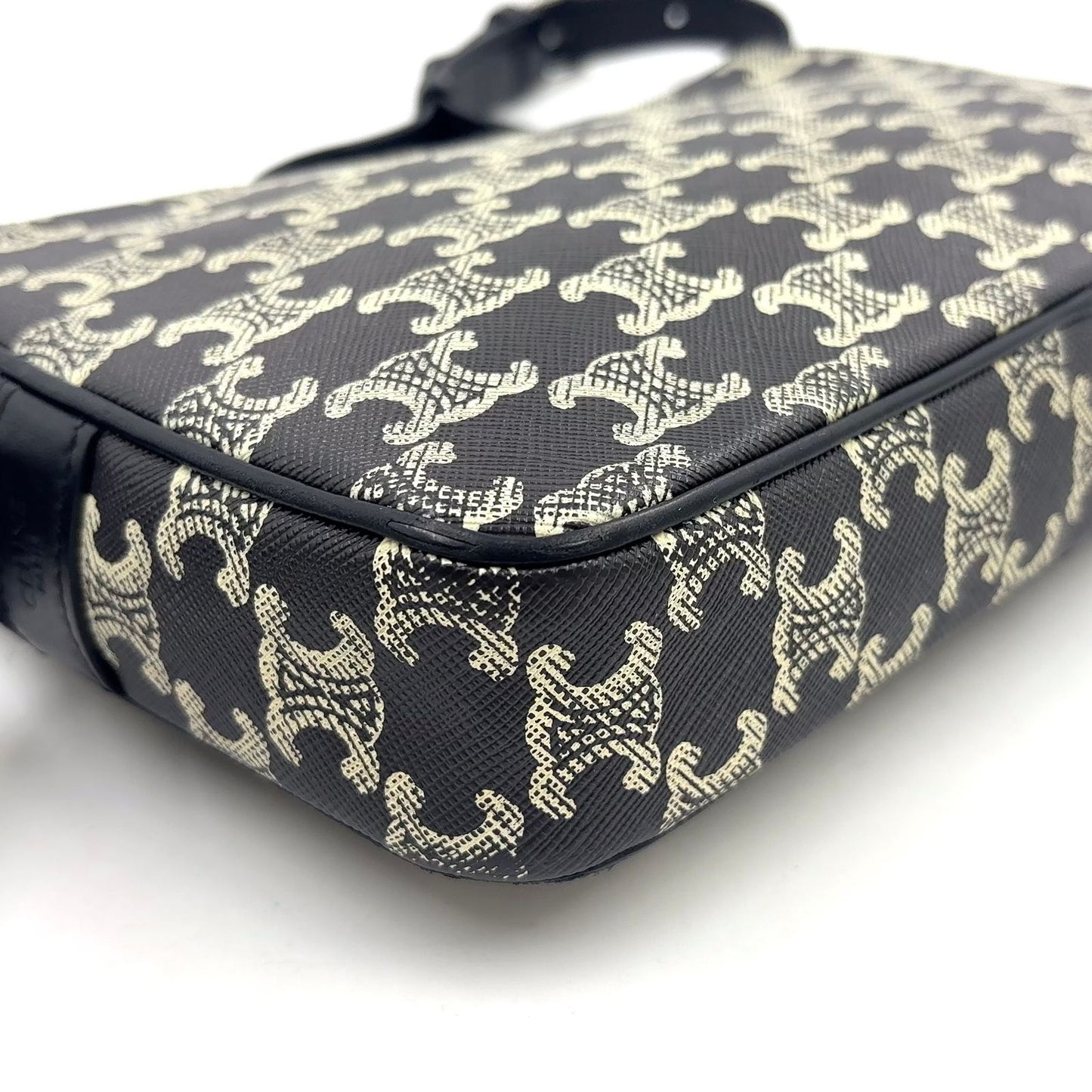 Celine Horizontal Leather Black White Shoulder Bag Silver — view 7