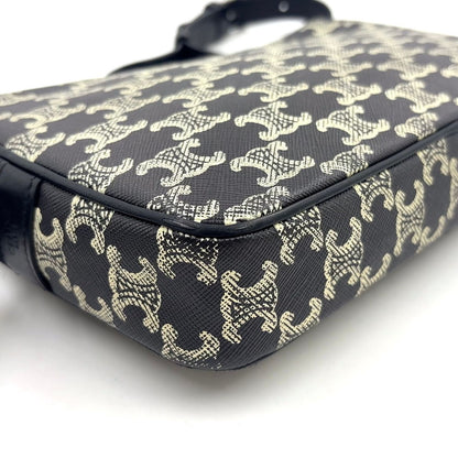 Celine Horizontal Leather Black White Shoulder Bag Silver — view 7