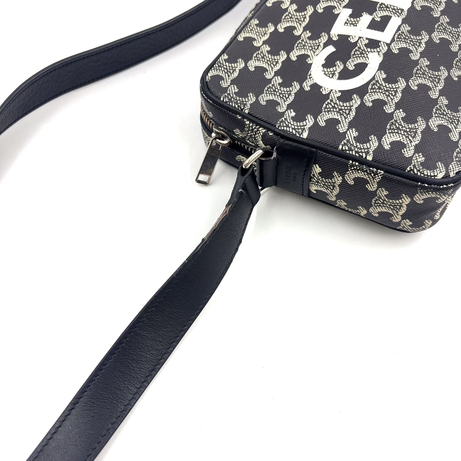 Celine Horizontal Leather Black White Shoulder Bag Silver — view 6