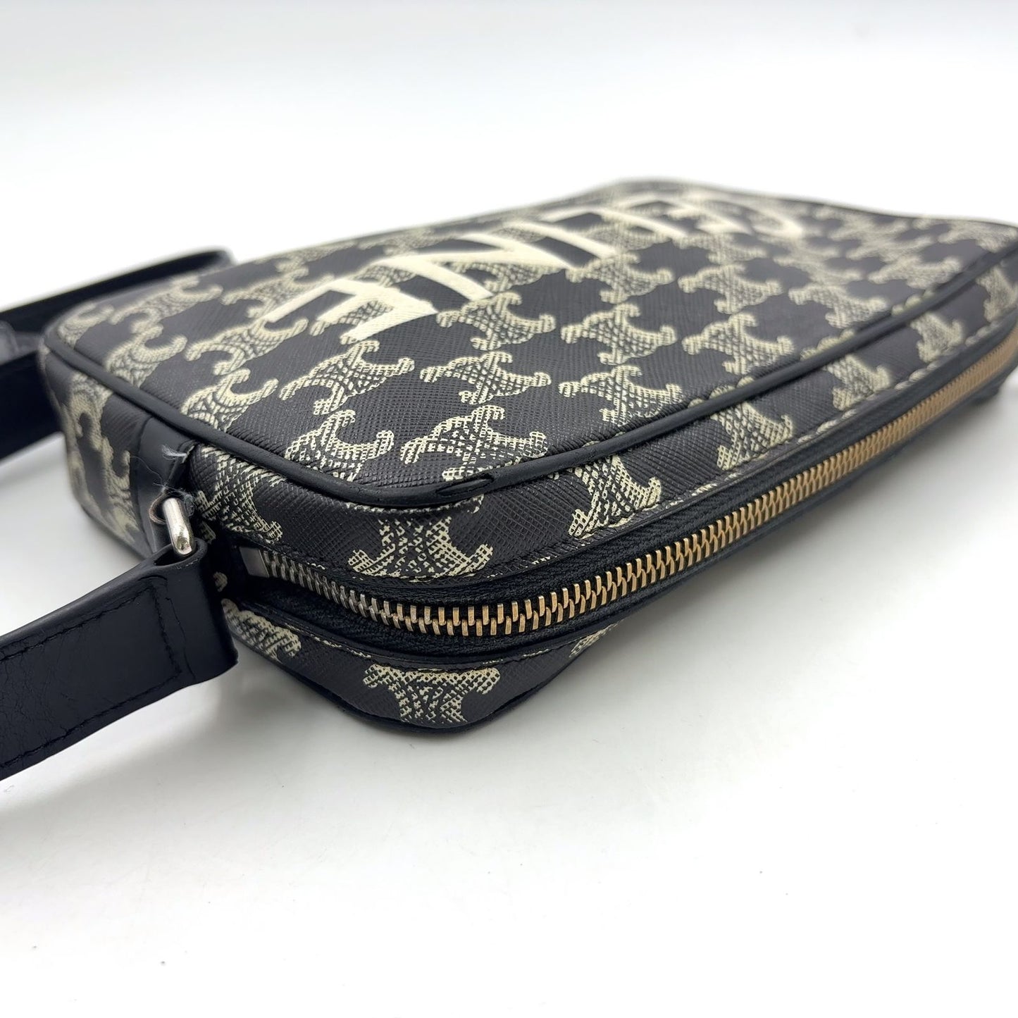 Celine Horizontal Leather Black White Shoulder Bag Silver — view 8