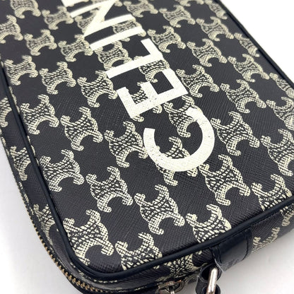 Celine Horizontal Leather Black White Shoulder Bag Silver — view 9