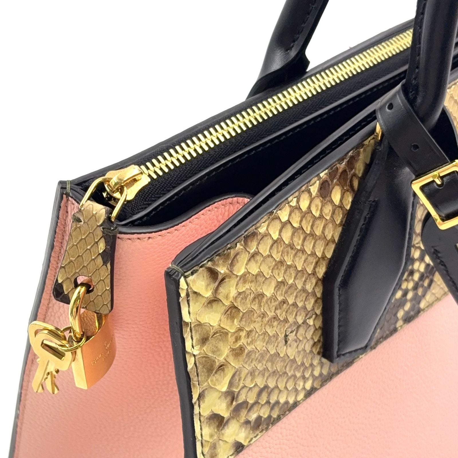 Louis Vuitton City Steamer 2-Way Leather Pink Black Handbag Gold — view 8