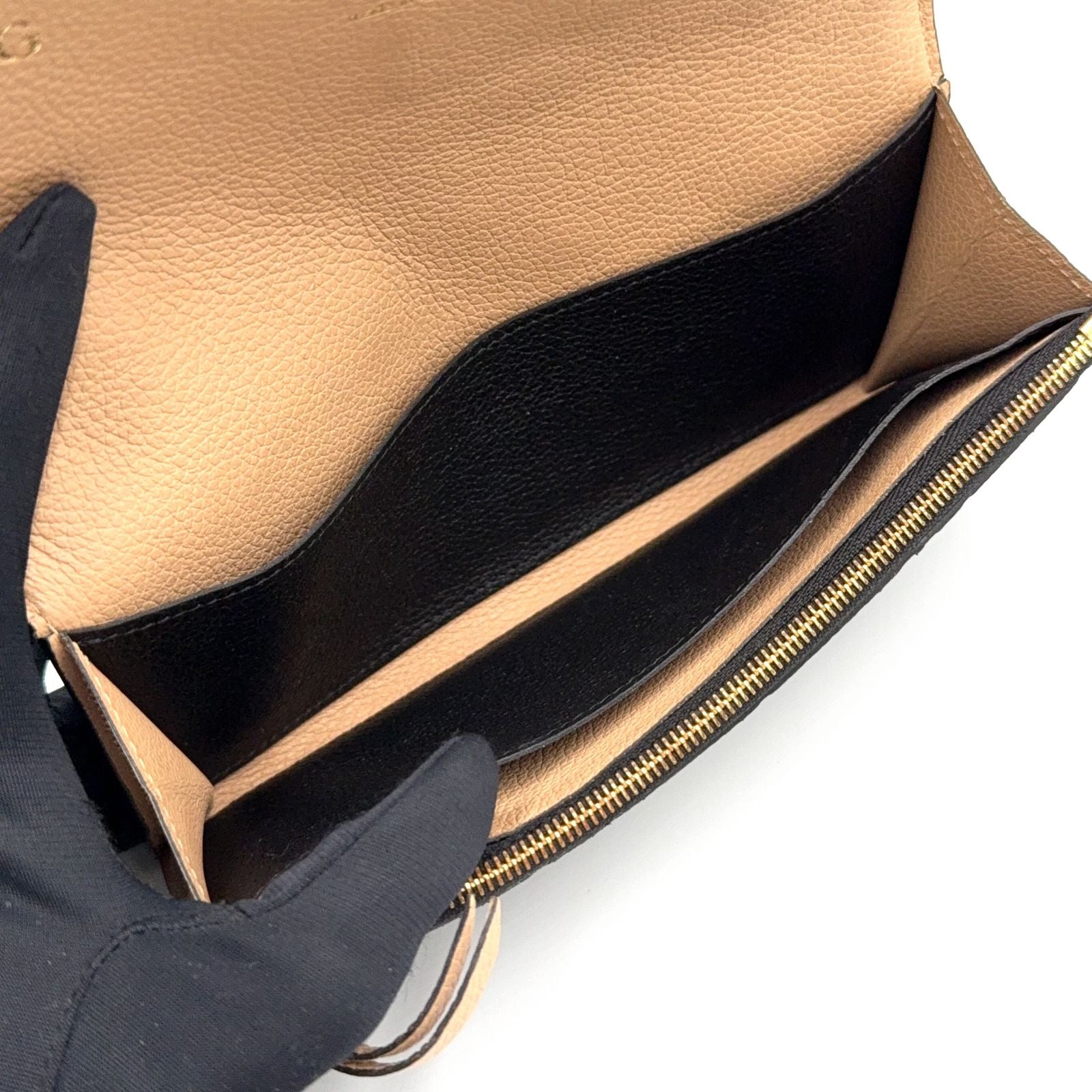 Louis Vuitton Portofoy Emily Monogram Empreinte Initials Leather Black Bifold — view 3