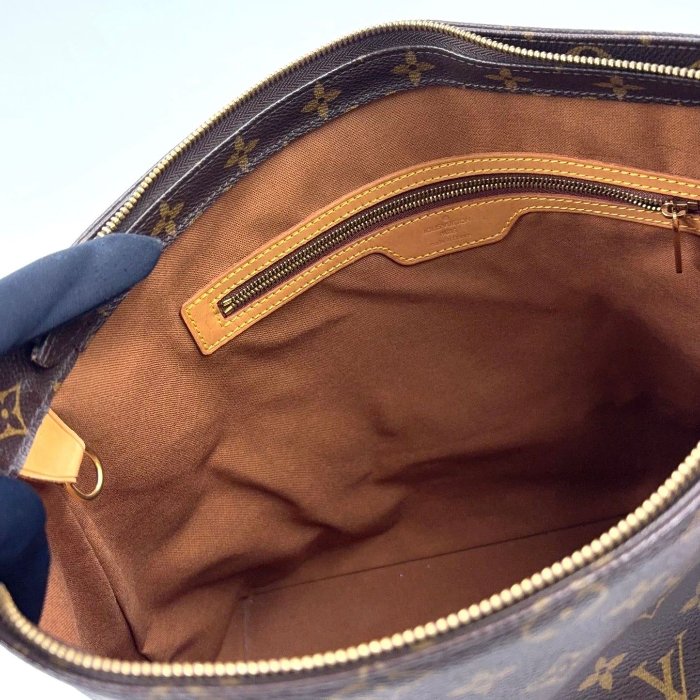 Louis Vuitton Cabas Mezzo Monogram Leather Brown Light Tote Gold — view 7