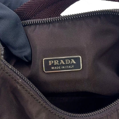 Prada Nylon Brown Handbag Silver — view 4