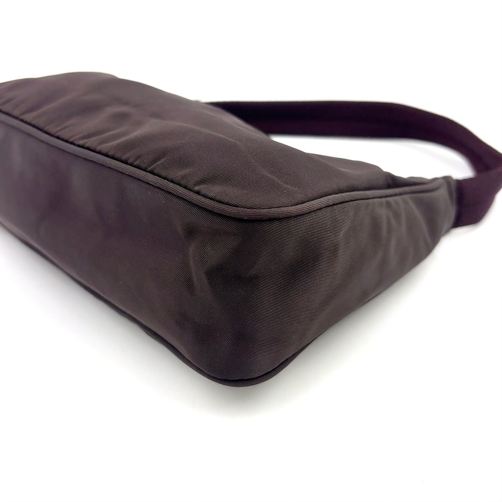 Prada Nylon Brown Handbag Silver — view 8