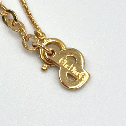 Dior Teardrop Rhinestone Color Stone Clear Gold Necklace — view 5