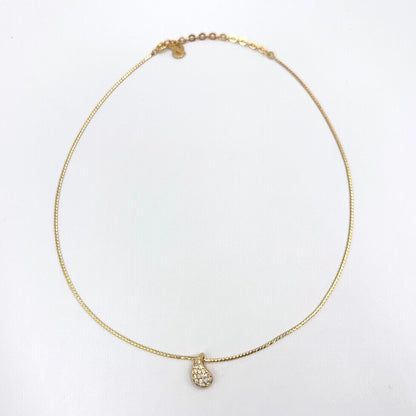 Dior Teardrop Rhinestone Color Stone Clear Gold Necklace — view 3
