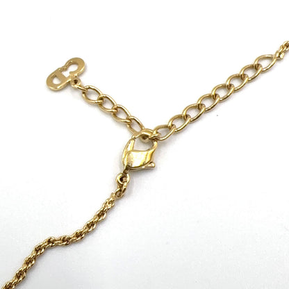 Dior CD Logo Rhinestone Color Stone Clear Gold Necklace — view 7
