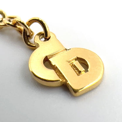 Dior Circle Motif Rhinestone Logo Color Stone Clear Gold Necklace — view 5
