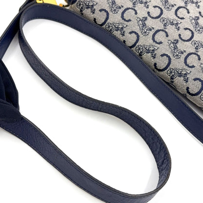 Celine C Macadam Leather Canvas Navy Shoulder Bag Gold — view 6