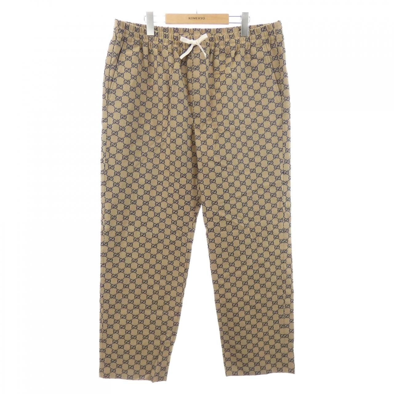 Gucci Leather Interlocking GG Canvas Pants