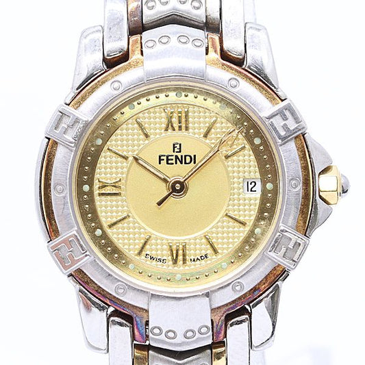 Fendi Quartz Date Gold Dial Watch