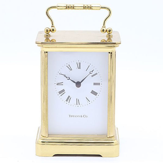 Tiffany & Co Box Carriage Clock Quartz White Dial Table