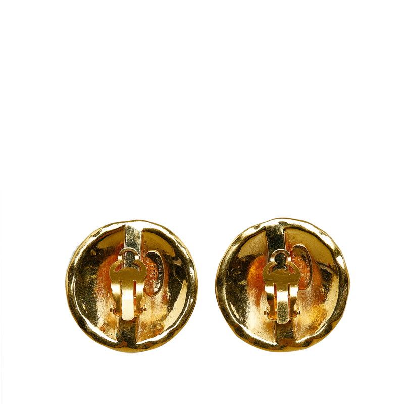 Chanel Vintage CC Logo Quilted Earrings Gold Plated — view 2