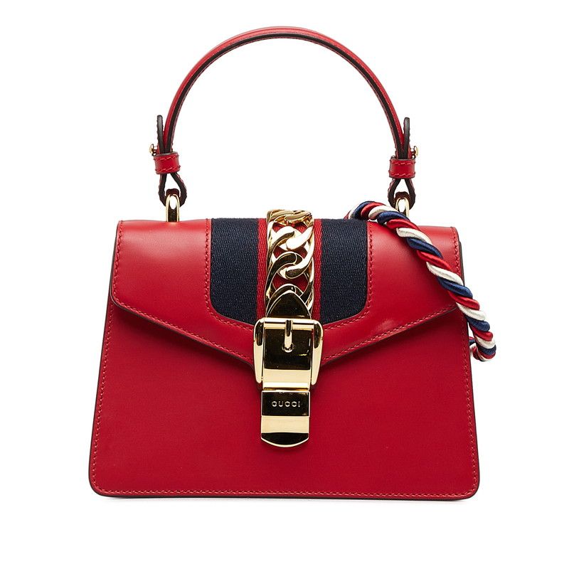 Gucci Sylvie 2-Way Shoulder Bag Red Leather — view 2