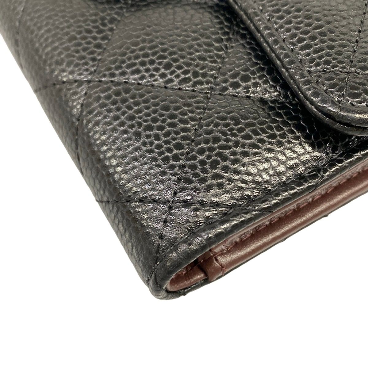 Chanel Trifold Wallet Classic Flap Quilted Black Gold Handbag — view 6