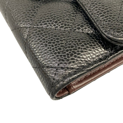 Chanel Trifold Wallet Classic Flap Quilted Black Gold Handbag — view 6