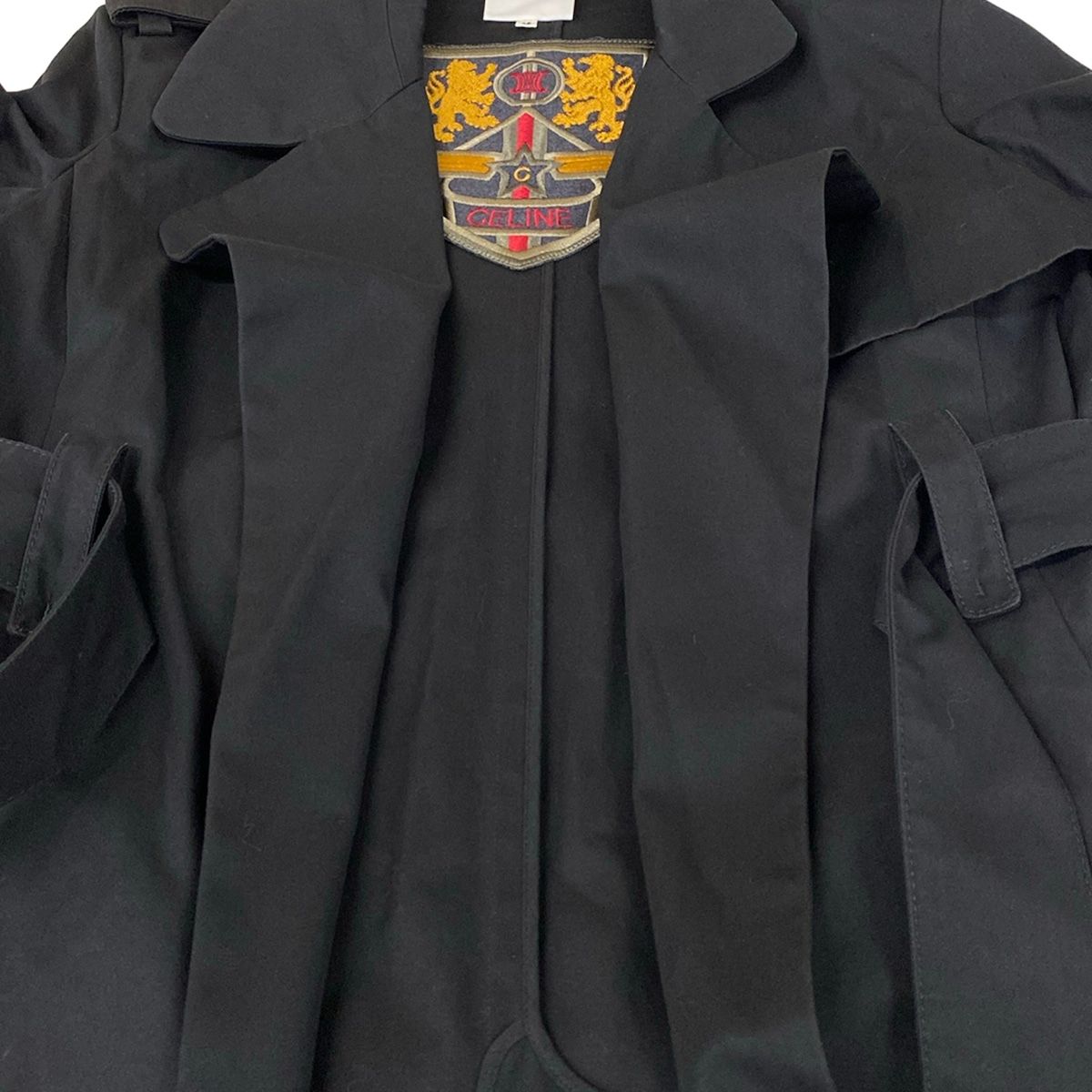 Celine Trench Coat 38 M Black Long Sleeve Winter Cotton — view 9