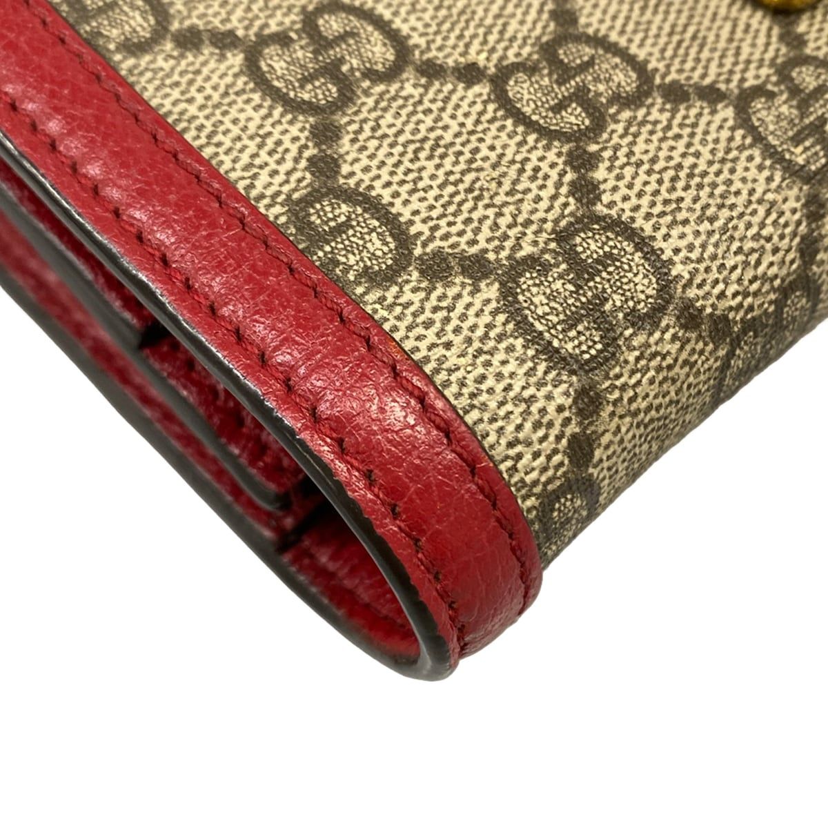 Gucci Wallet Queen Ma Galette Beige Dark Brown Red Chain Leather — view 7